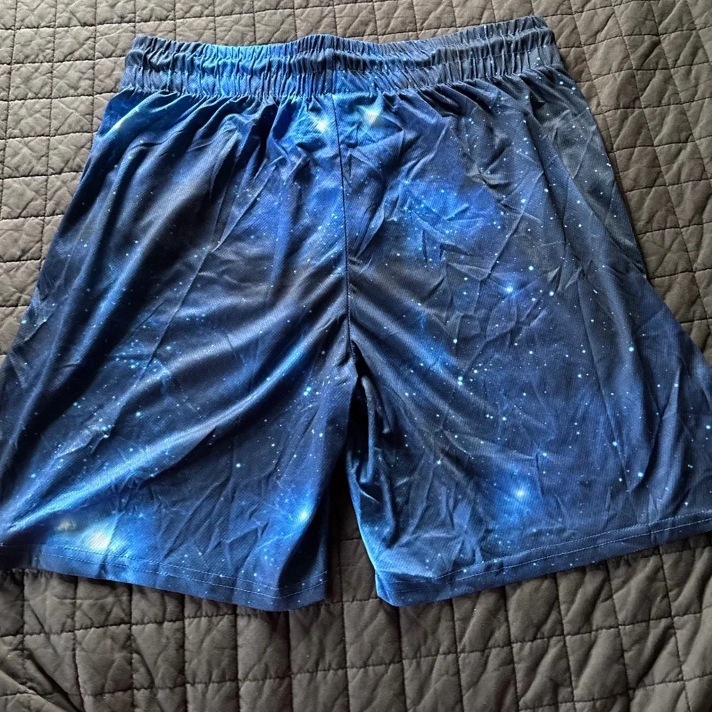 Rick and Morty Mens Galaxy Mesh Basketball Shorts Blue Black 2XL Adult Swim